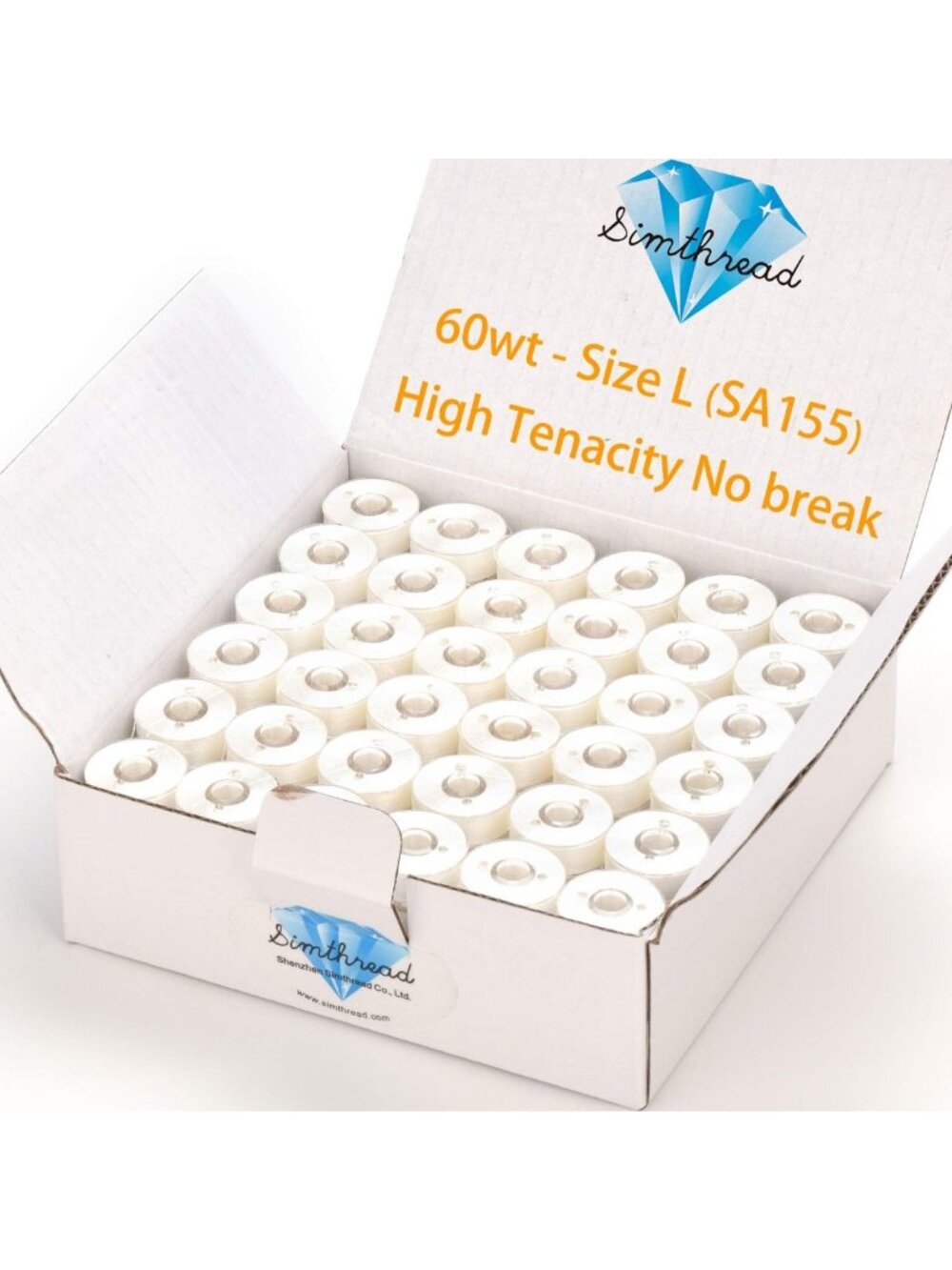 144pcs Prewound Bobbin Thread Size L 60WT - White Sewing Supplies & Accessories
